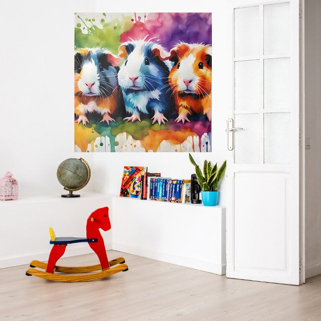 Cute guinea pigs with splashes of color tapestry (Creator Uploaded)