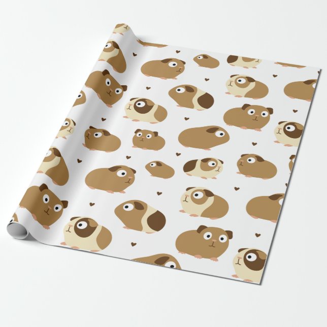 Cute Guinea Pigs Wrapping Paper (Unrolled)