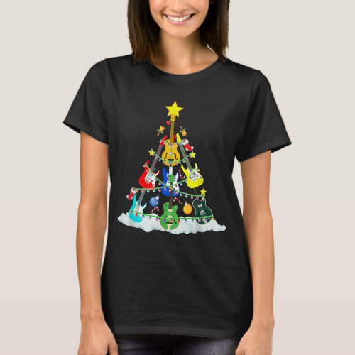 Cute Guitar Christmas Tree Music Stocking Stuffer T_Shirt