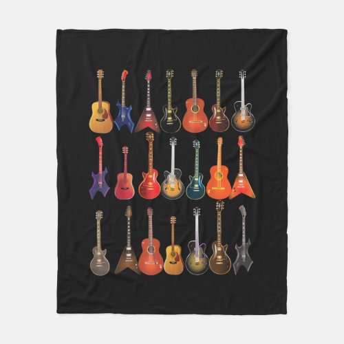 Cute Guitar Rock And Roll Musical Instruments Gift Fleece Blanket