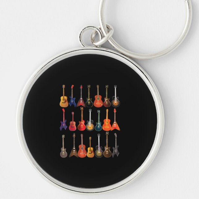 Cute Guitar Rock And Roll Musical Instruments Gift Keychain (Front)