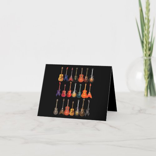 Cute Guitar Rock And Roll Musical Instruments Gift Thank You Card