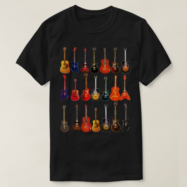 Cute Guitar Rock N Roll Musical Instruments  Gift  T-Shirt (Design Front)