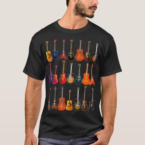 Cute Guitar Rock N Roll Musical Instruments T_Shirt