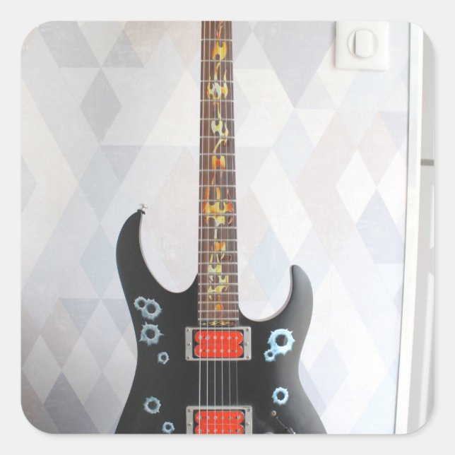 Cute Guitar Square Sticker (Front)