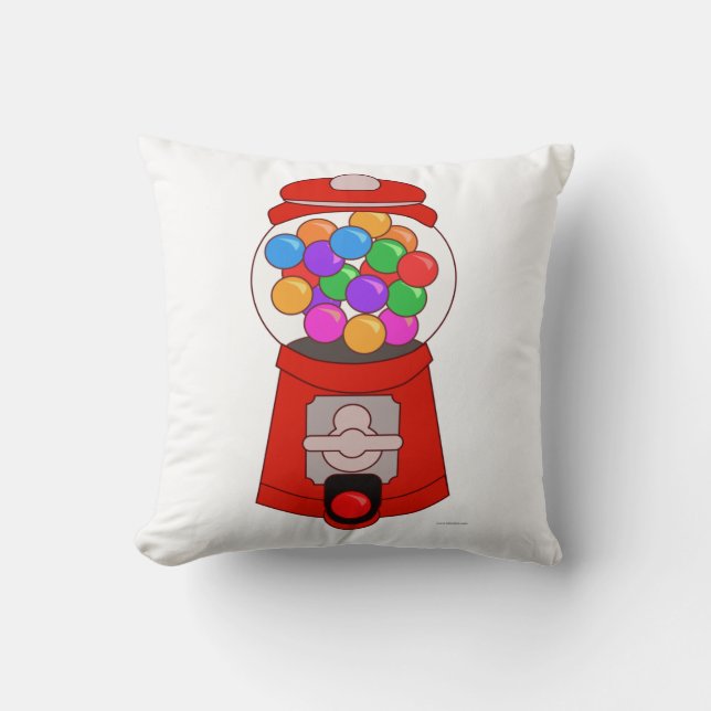 Cute Gumball Machine Cartoon Illustration Throw Pillow (Front)