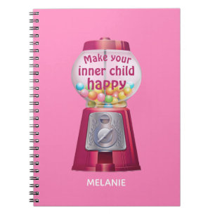 Cute Gumball Machine Inner Child Quote Name Notebook