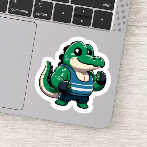 Cute Gym Bro Alligator Sticker