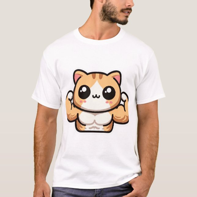 Cute Gym Cat T-Shirt (Front)