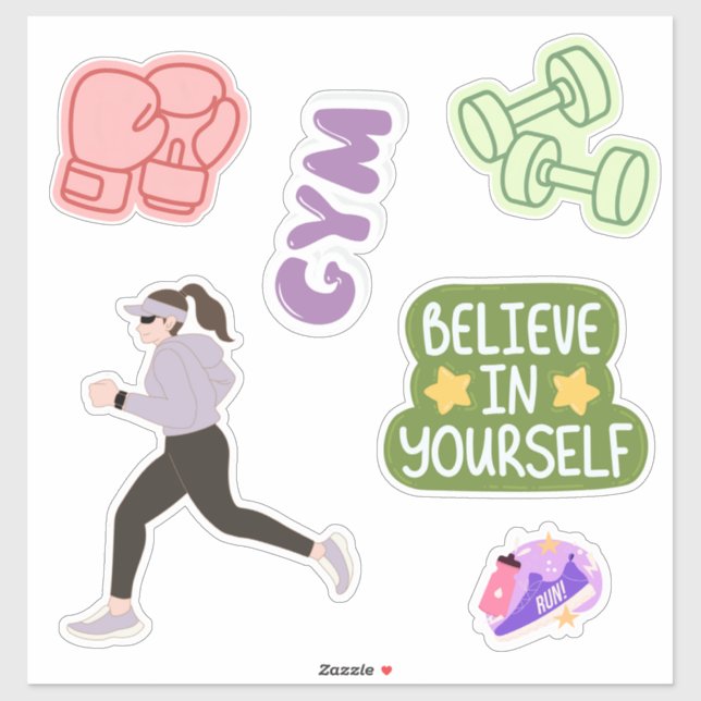 Cute Gym Girl Fitness Motivation Sticker (Sheet)