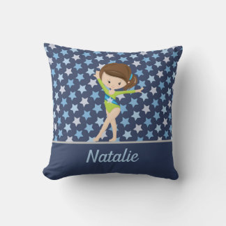 Cute Gymnast And Stars Pattern Custom Name Throw Pillow