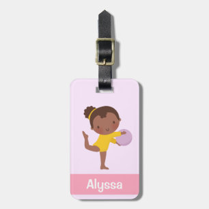 Cute Gymnast Girl with Ball Personalized Luggage Tag