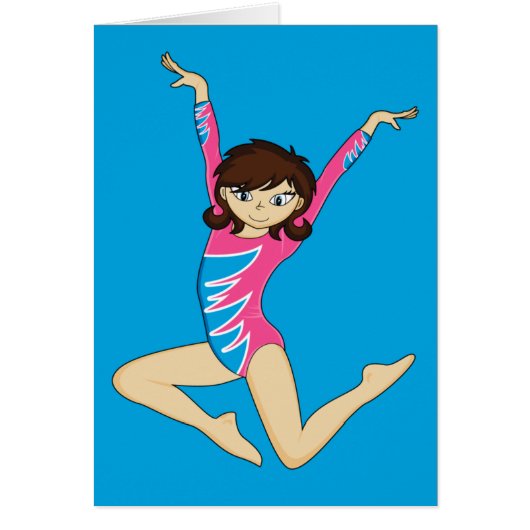 Cute Gymnast Jumping Card (Front)