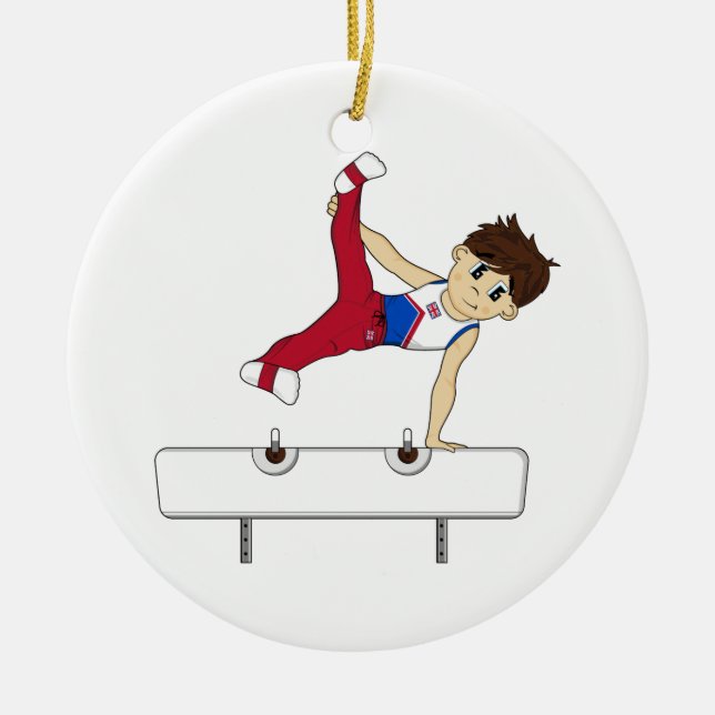 Cute Gymnast on Horse Ornament (Front)