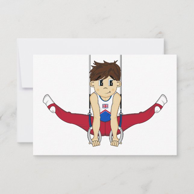 Cute Gymnast on Rings RSVP Card (Front)