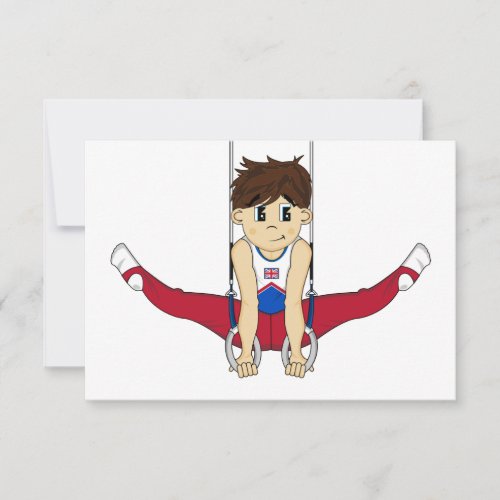 Cute Gymnast on Rings RSVP Card