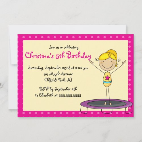 Cute Gymnastic Birthday Party Invitations