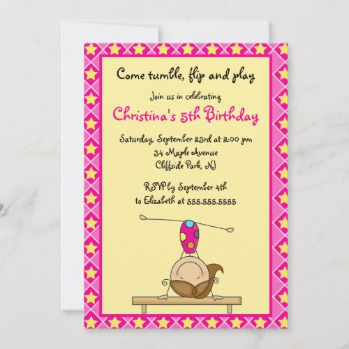 Cute Gymnastic Birthday Party Invitations