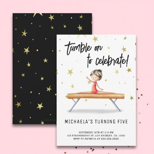 Cute Gymnastics Balance Beam Birthday Invitation