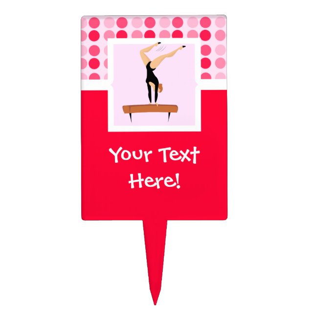 Cute Gymnastics Balance Beam Cake Topper (Front)
