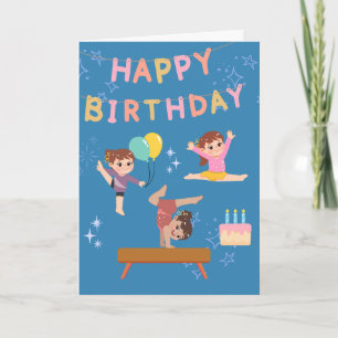 Cute Gymnastics Birthday Card For Girls