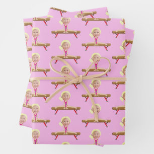 Cute Gymnastics Blonde Girl Photo Personalized Wrapping Paper Sheets