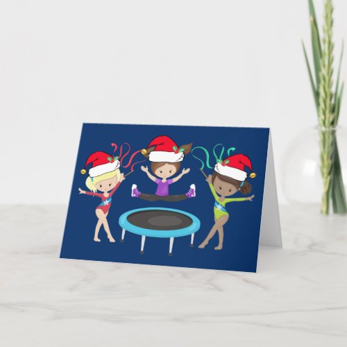 Cute Gymnastics Christmas Gymnast Girls Holiday Card