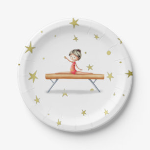 Cute Gymnastics Girl Birthday Paper Plates