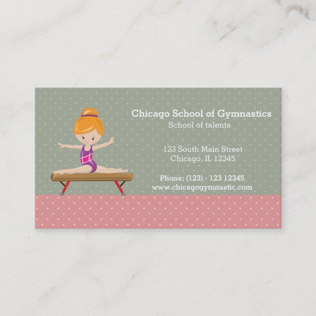 Cute gymnastics girl business card (Front)