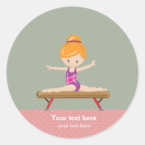 Cute gymnastics girl classic round sticker