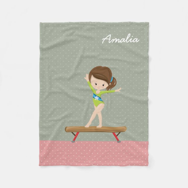 Cute gymnastics girl fleece blanket (Front)