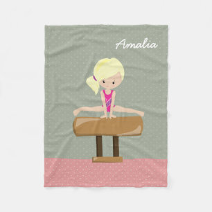 Cute gymnastics girl fleece blanket