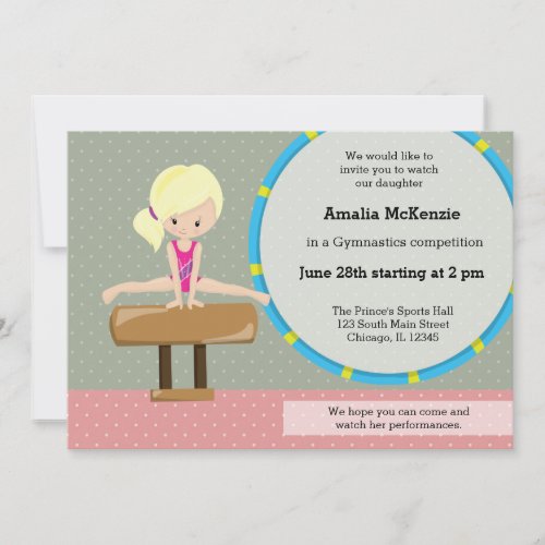 Cute gymnastics girl invitation