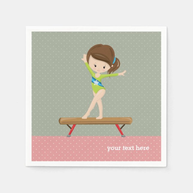 Cute gymnastics girl napkins (Front)