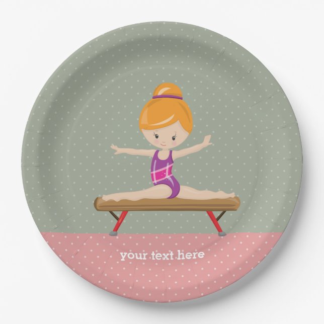 Cute gymnastics girl paper plates (Front)