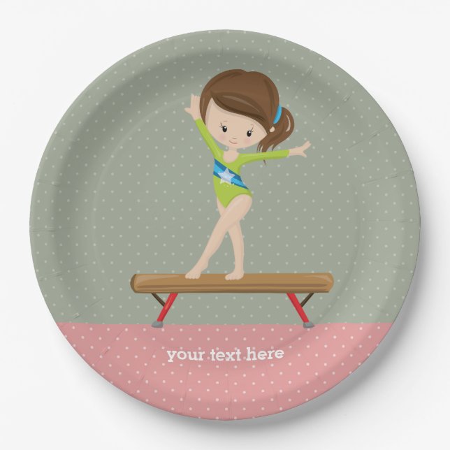 Cute gymnastics girl paper plates (Front)