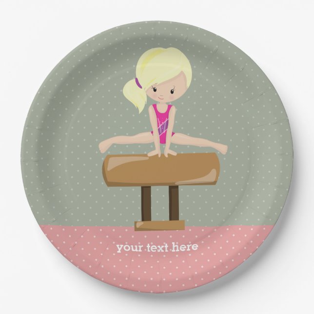 Cute gymnastics girl paper plates (Front)