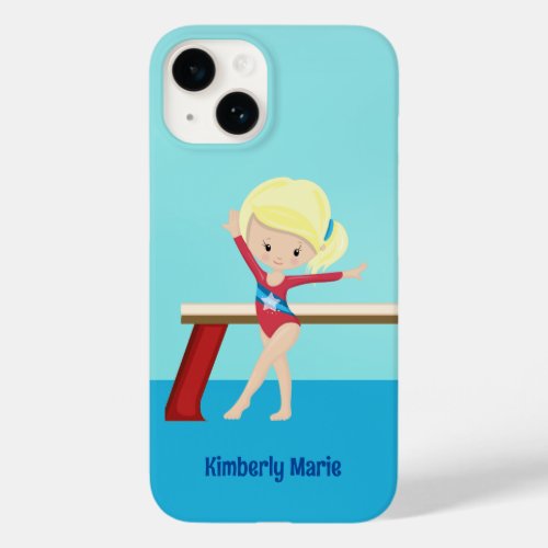 Cute Gymnastics Girl Personalized Blonde Gymnast Case_Mate iPhone 14 Case