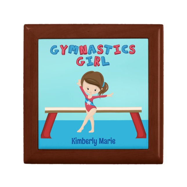 Cute Gymnastics Girl Personalized Gymnast Gift Box (Front)
