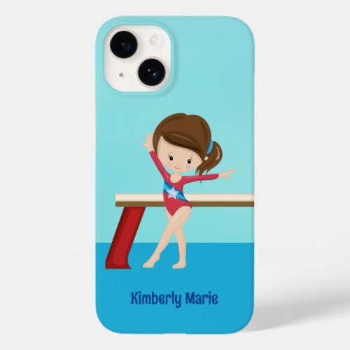 Cute Gymnastics Girl Personalized Gymnast Kids Case_Mate iPhone 14 Case