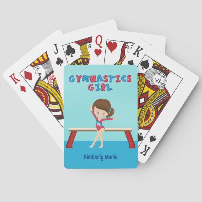 Cute Gymnastics Girl Personalized Gymnast Poker Cards (Back)