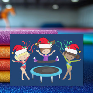 Cute Gymnastics Girls Christmas Gymnast Holiday Card