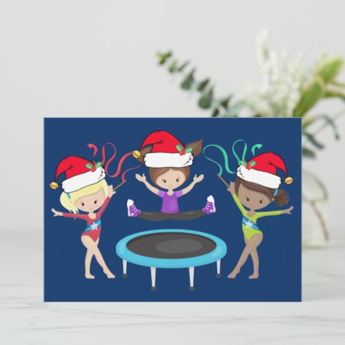 Cute Gymnastics Girls Christmas Gymnast Holiday Card