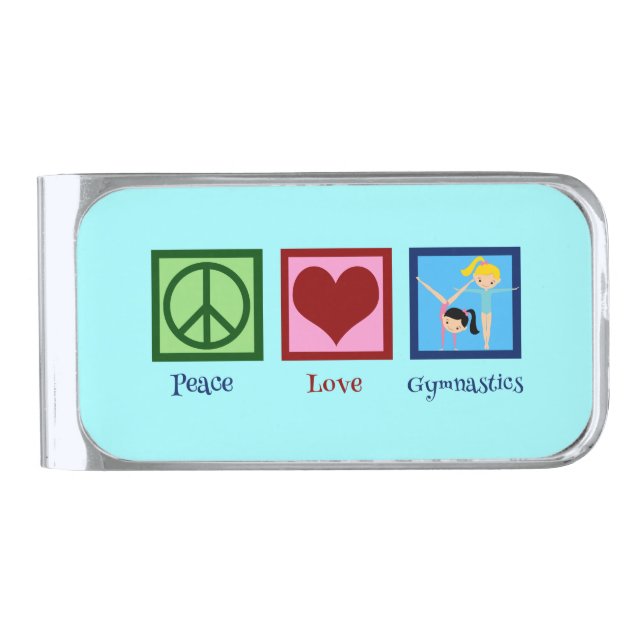 Cute Gymnastics Silver Finish Money Clip (Front)