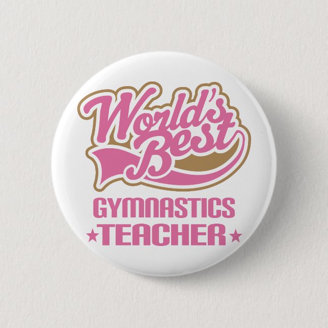 Cute Gymnastics Teacher Pinback Button (Front)