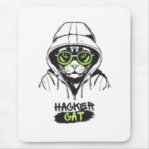 Cute Hacker Cat Illustration – Cybersecurity gift