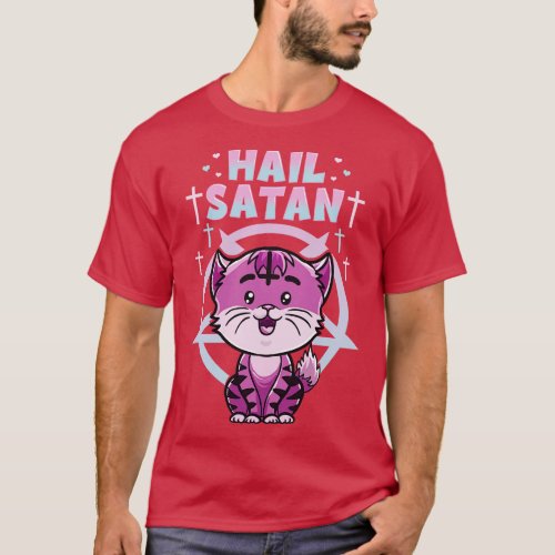 Cute Hail Satan Cat Pun Kitty Satanic Heavy Metal T_Shirt