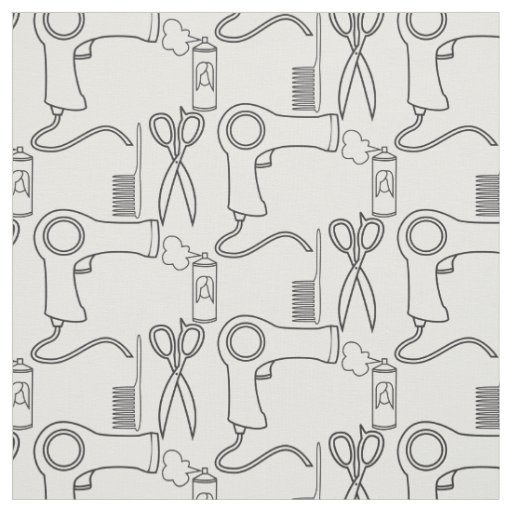 Cute Hair Stylist Pattern White Salon Items Fabric