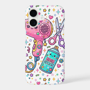 Cute Hair Stylist Tools in Kawaii Art Style iPhone 17 Case