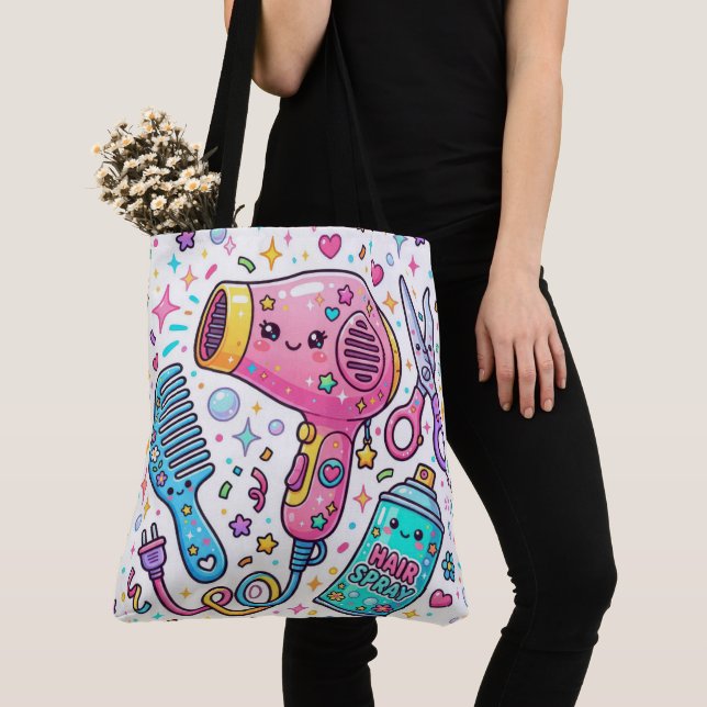 Cute Hair Stylist Tools Tote Bag (Close Up)